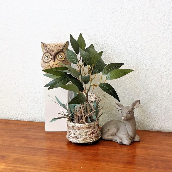 Handpainted Owls Set of 2 Woodland Forest Animals Cabin Decor - Picture 3 of 4